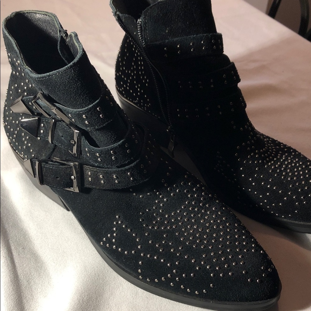 Elegant Black Studded Ankle Booties